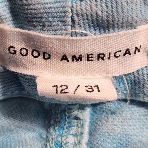 Good American Blue Straight Leg Ankle Jeans Size 12 Light Blue Denim - Picture 6 of 9